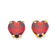 2.1 Carat 14K Gold 6mm Heart Garnet earring