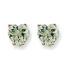 1.7 Carat 14K Goldw 6mm Heart Green Amethyst Earring