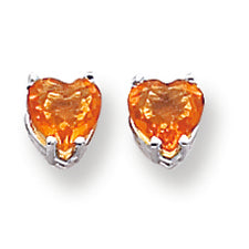 1.7 Carat 14K Gold Citrine Diamond heart stud earring