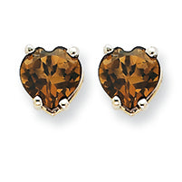 1.5 Carat 14K Goldw 6mm Heart Smokey Quartz Earring