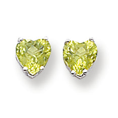 1.7 Carat 14K White Gold 6mm Heart Peridot earring