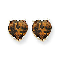 1.7 Carat 14K Goldw 6mm Heart Smokey Quartz Earring