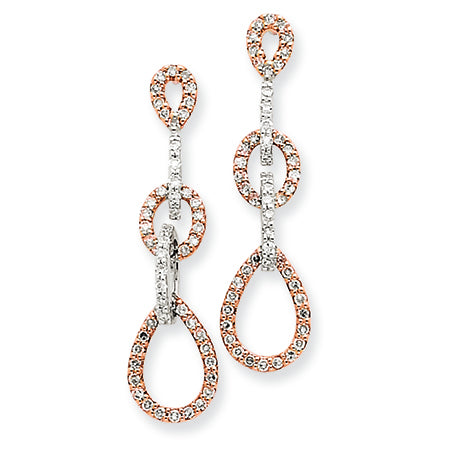 0.5 Carat 14K Gold Two-Tone Diamond Vintage Earrings