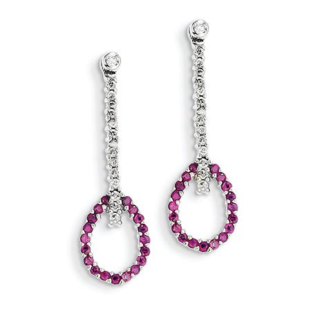 0.6 Carat 14K White Gold Diamond & Ruby Earrings