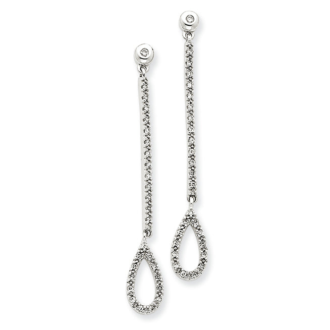 0.2 Carat 14K White Gold Diamond Stick & Teardrop Earrings