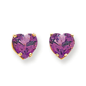 2.6 Carat 14K Gold 7mm Heart Amethyst earring