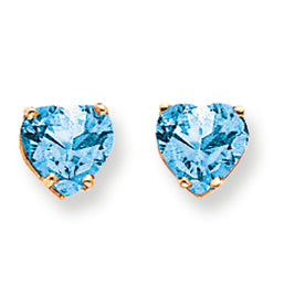 3.6 Carat 14K Gold 7mm Heart Blue Topaz earring