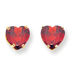 2.6 Carat 14K Gold 7mm Heart Garnet earring