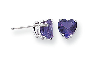 2.6 Carat 14K White Gold 7mm Heart Amethyst earring