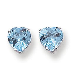 3.6 Carat 14K White Gold 7mm Heart Blue Topaz earring