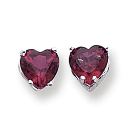 2.9 Carat 14K Gold Rhodalite Garnet Diamond heart stud earring