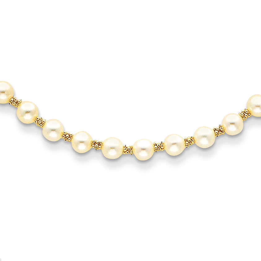 14K Gold White Pearl w/2" Extension Necklace 16 Inches