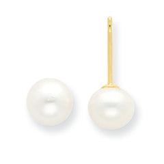 14K Gold 5-5.5mm White Freshwater Cultured Button Pearl Stud Earrings