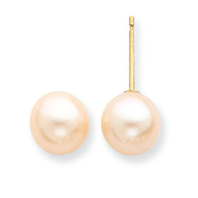 14K Gold 7-7.5mm Peach Freshwater Cultured Pearl Stud Earrings