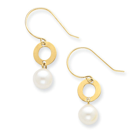 14K Gold 5mm Round Freshwater Cultured Pearl Earrings