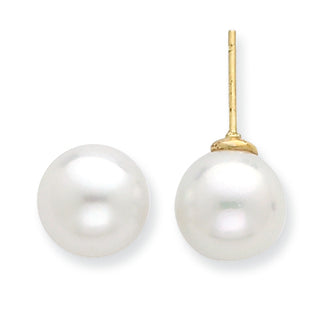 14K Gold 9-10mm White Cultured South Sea Pearl Post Earrings