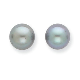 14K Gold 7-7.5mm Grey Freshwater Cultured Pearl Stud Earrings