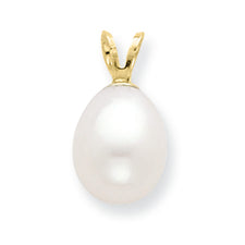 14K Gold 7mm Freshwater Cultured Rice Pearl Pendant