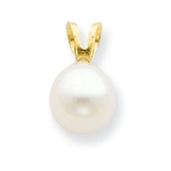 14K Gold 6mm White Freshwater Cultured Pearl Pendant