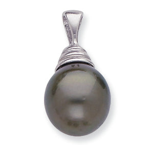 14K White Gold 10-11mm Salt Water Cult. Tahitian Pearl Drop Pendant