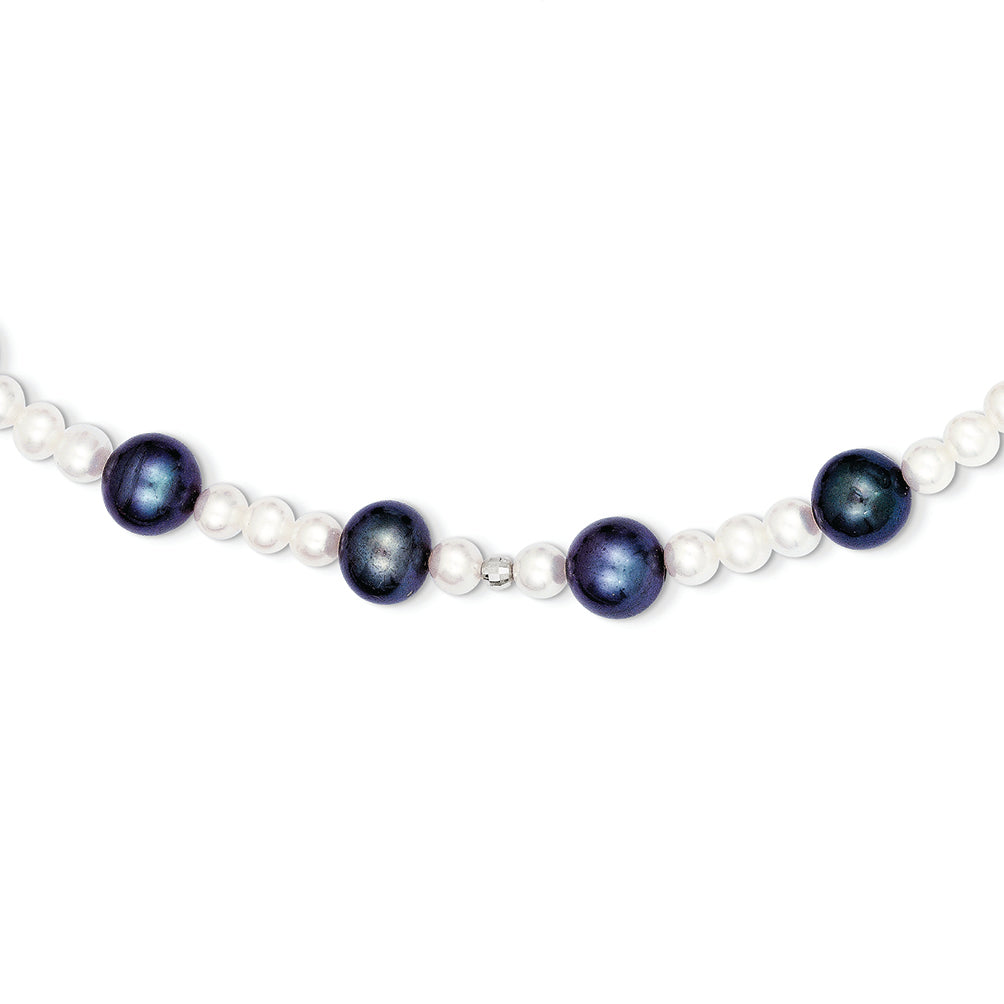 14K White Gold FWC Peacock Pearl W/ Mirror Bead Necklace 18 Inches
