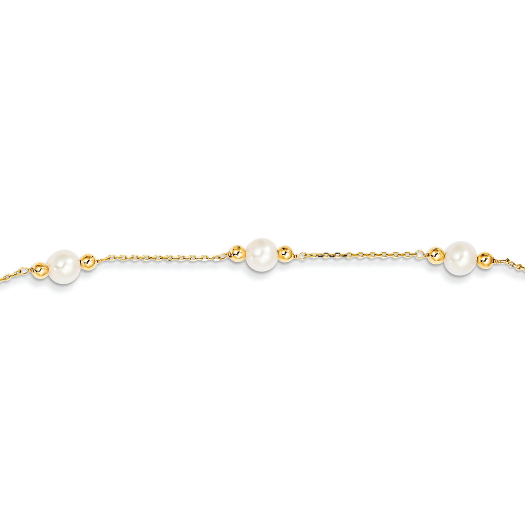 14K Gold Gold and Fresh Water Cultured Pearl/Bead Necklace 18 Inches