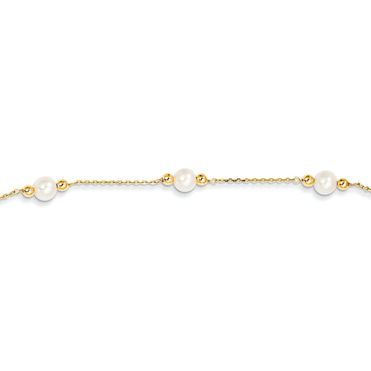 14K Gold Gold and Fresh Water Cultured Pearl/Bead Necklace 18 Inches