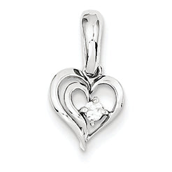 14K White Gold Diamond Heart Pendant