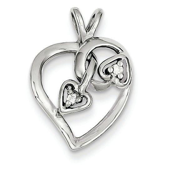 14K White Gold Diamond heart pendant