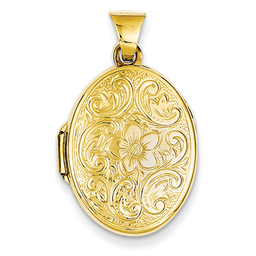 14K Gold Scrolled Floral Locket