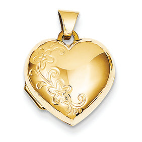 14K Gold Domed Heart Locket