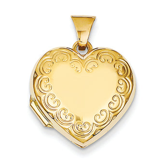 14K Gold Domed Heart Locket