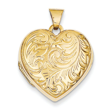 14K Gold Domed Heart Locket