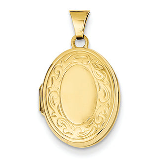 14K Gold Scroll Oval Locket