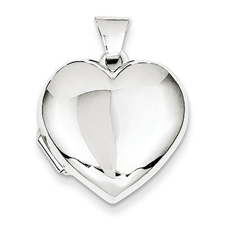 14K White Gold Domed Heart Locket