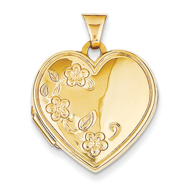 14K Gold Floral Heart Locket