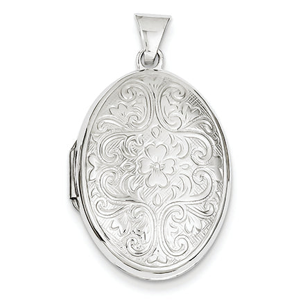 14K White Gold Oval Locket