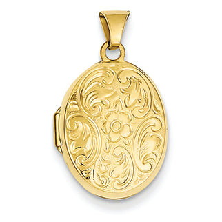 14K Gold Scroll Oval Locket