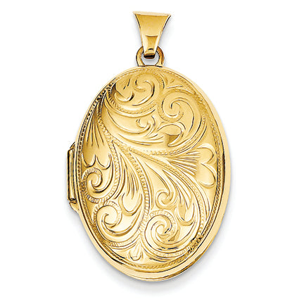 14K Gold Scroll Oval Locket