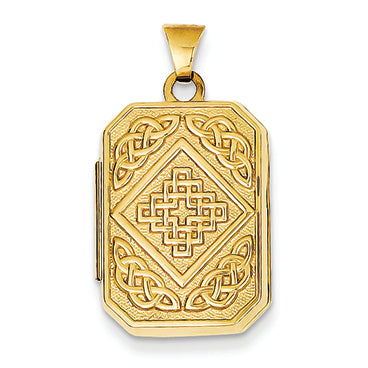 14K Gold Rectangle Locket with Celtic Design