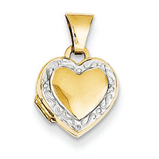 14K Gold with Rhodium Accent Heart Locket
