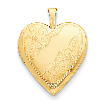 14K Gold 20mm Side Swirl Heart Locket