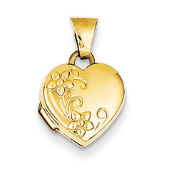 14K Gold Floral Heart Locket