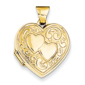 14K Gold Double Heart Locket