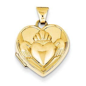 14K Gold Claddagh Heart Locket