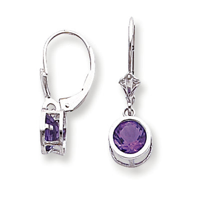 1.6 Carat 14K White Gold 6mm Amethyst leverback earring