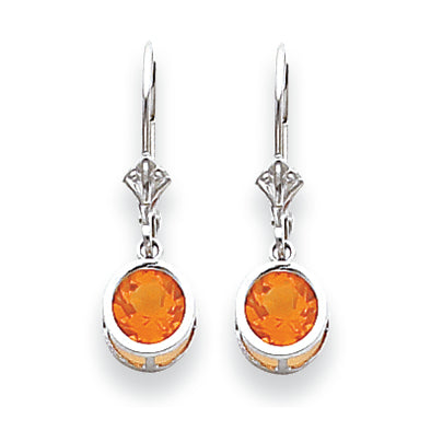 1.6 Carat 14K White Gold 6mm Citrine leverback earring