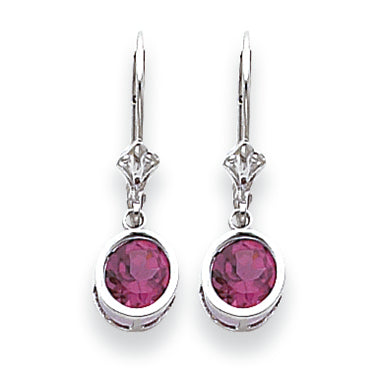 2.3 Carat 14K White Gold 6mm Rhodalite Garnet leverback earring