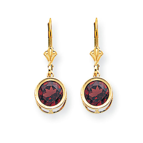 4.6 Carat 14K Gold 8mm Garnet leverback earring