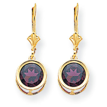 5.3 Carat 14K Gold 8mm Rhodalite Garnet leverback earring
